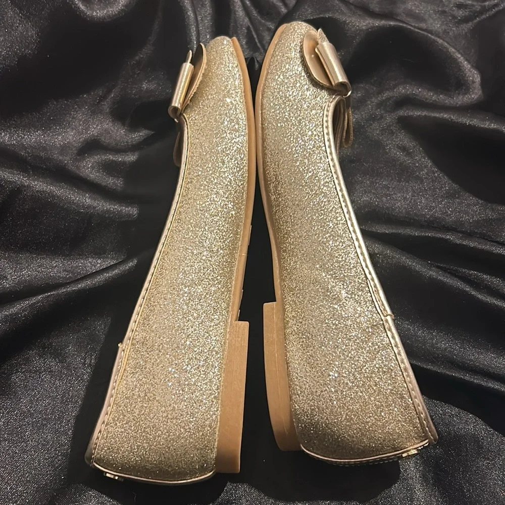 ❌FINAL PRICE DROP❌Nina Gold Glitter Ballet flats Slip on Shoes size 3 NWT!
